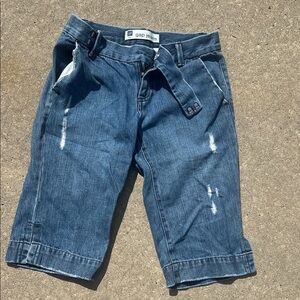 GAP Blue Denim Knee-Length Shorts with Belt